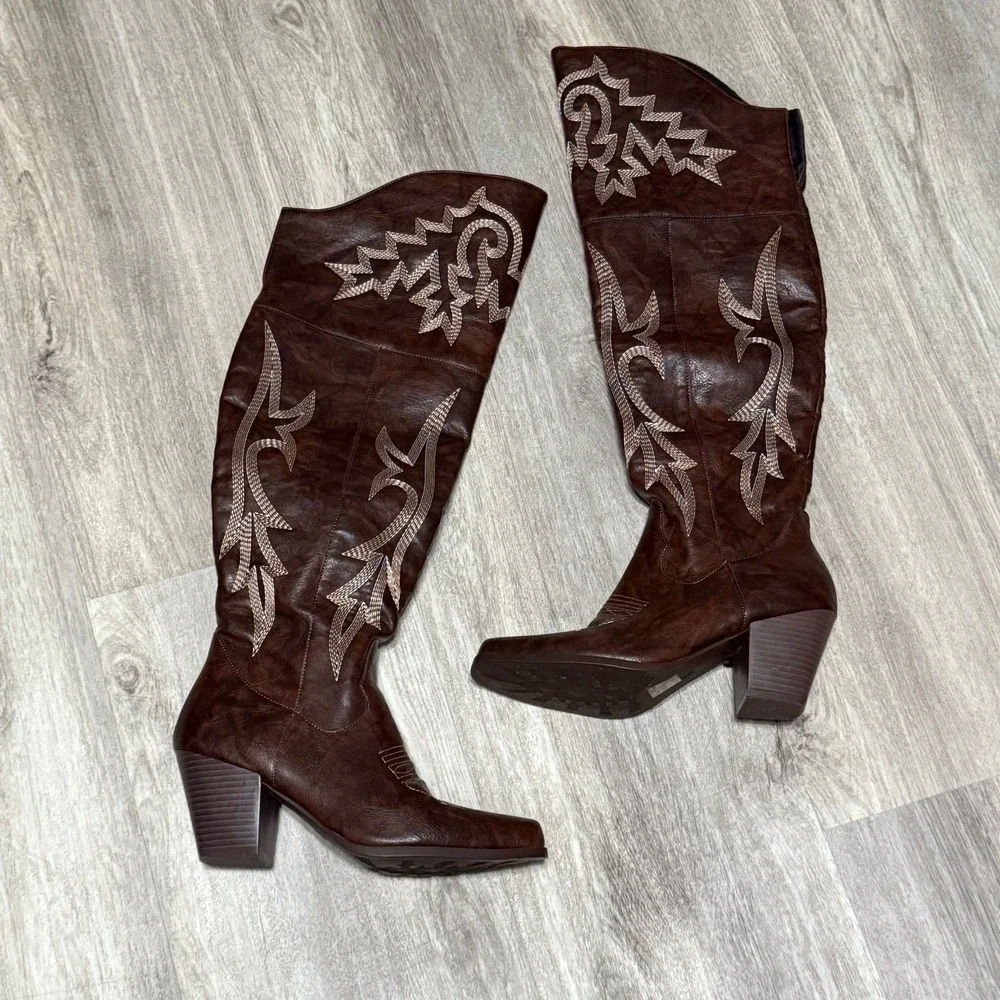Above the knee western brown cowgirl boots size 6.5‎ NWOT